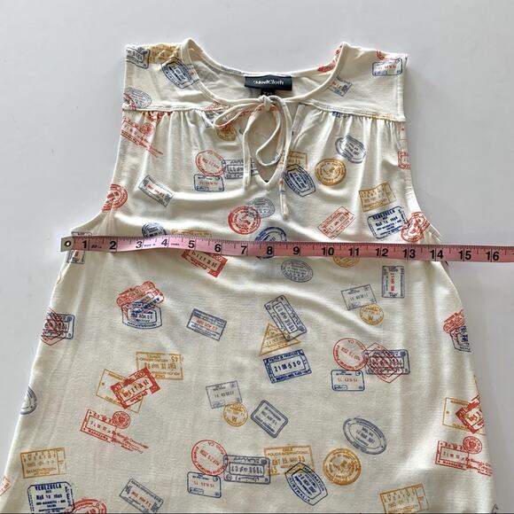 ModCloth | White Passport Stamps Travel Familiar Feeling Sleeveless Top XXS - Picture 5 of 10